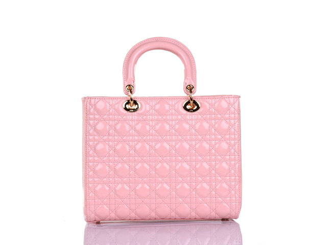 replica jumbo lady dior patent leather bag 6322 pink with gold